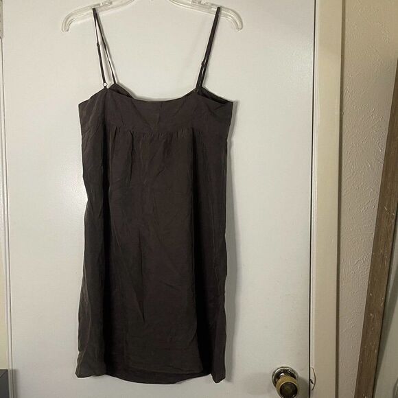 THEORY brown Selby slip bow mini silk dress size US 8 - Picture 5 of 5